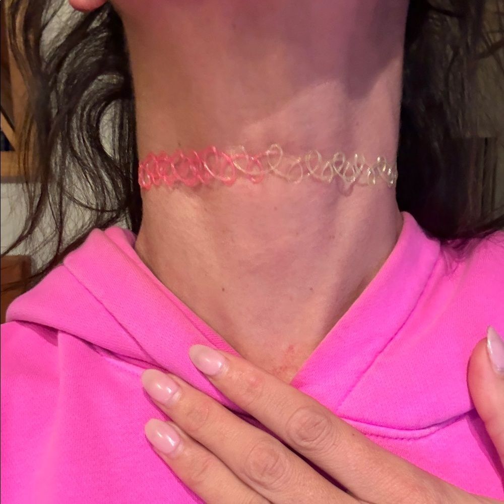 Pink Neon Rainbow Choker Necklace 90's Style Hot Topic BRAND NEW